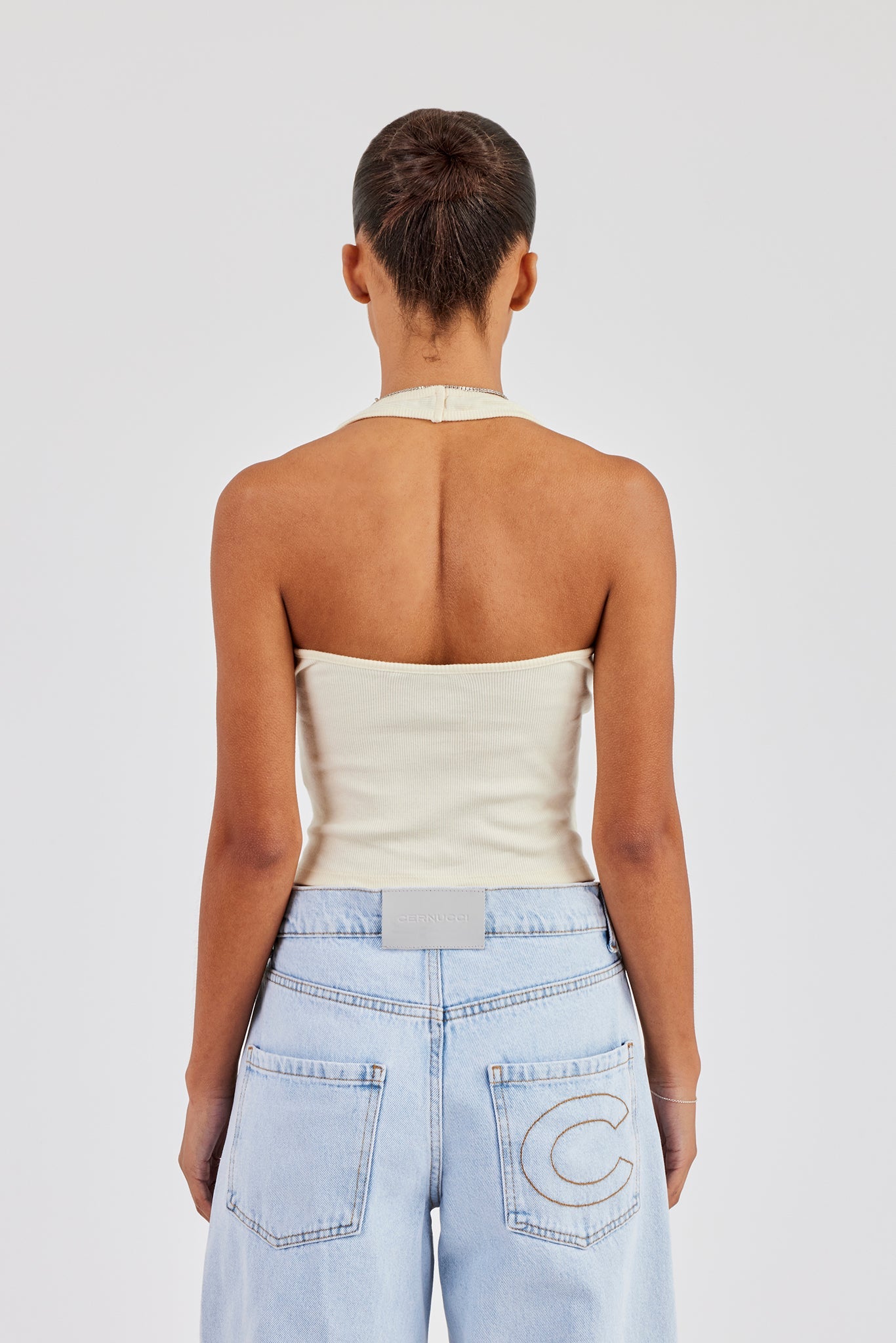 Rib Halterneck Top - Butter Yellow